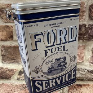 Storage Tin Container Medium, Clip Top Lid, Ford Fuel Service