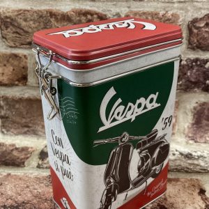 Storage Tin Box Medium, Clip Top Lid, Vespa The Original Italian Classic
