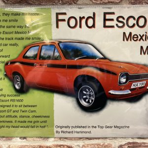 Metal Sign, Ford Escort Mexico MK1, Large
