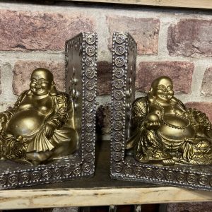 Shelf Tidy / Book Ends Happy Buddha pair