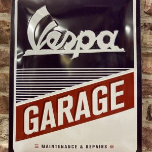 Metal Sign Embossed Large, Vespa Garage