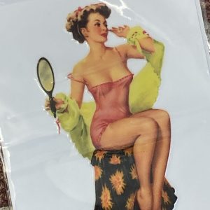 Retro Style 50's/60's Pin Up's Sticker "Slight Adjustment" no.16