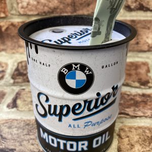 Money Box Tin Oil Barrel, BMW Superior Motor OIL