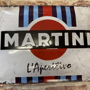 Metal Sign Embossed Large, Martini L'Aperitivo Racing Stripes