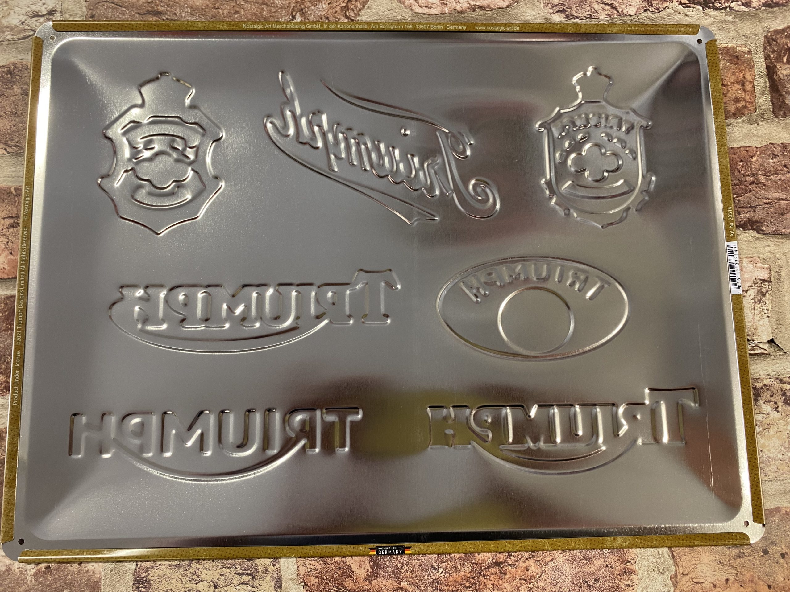 Metal Sign Embossed Large, Triumph Logo Evolution - Image 4