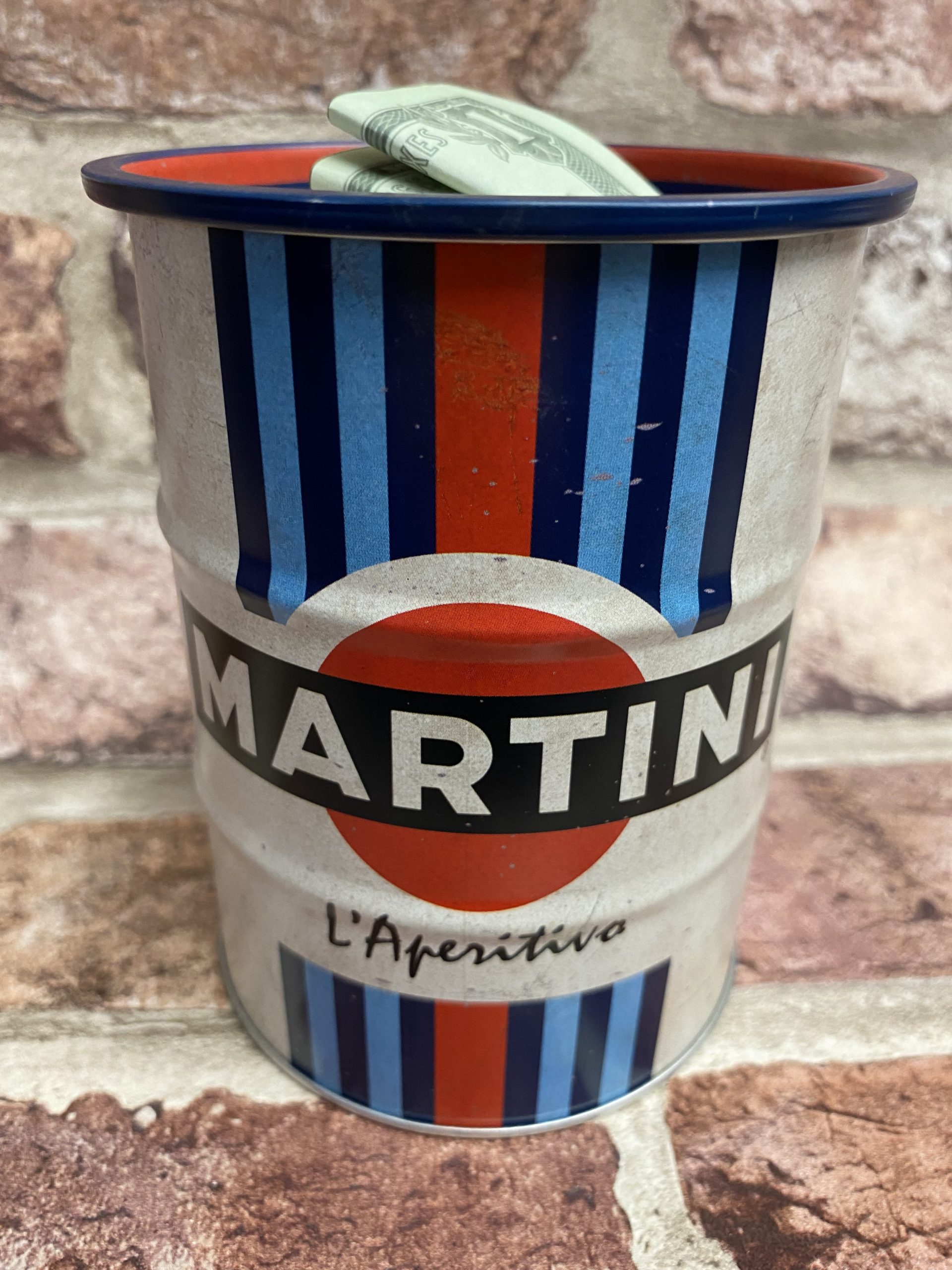 Money Box Tin Oil Barrel, Martini Racing Team