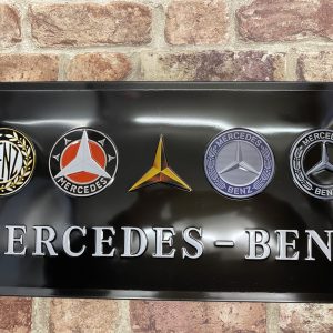 Metal Sign Embossed Long, Mercedes Benz Logo Evolution