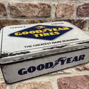 Storage Tin Box Large Flat, Goodyear Retro Vintage Design