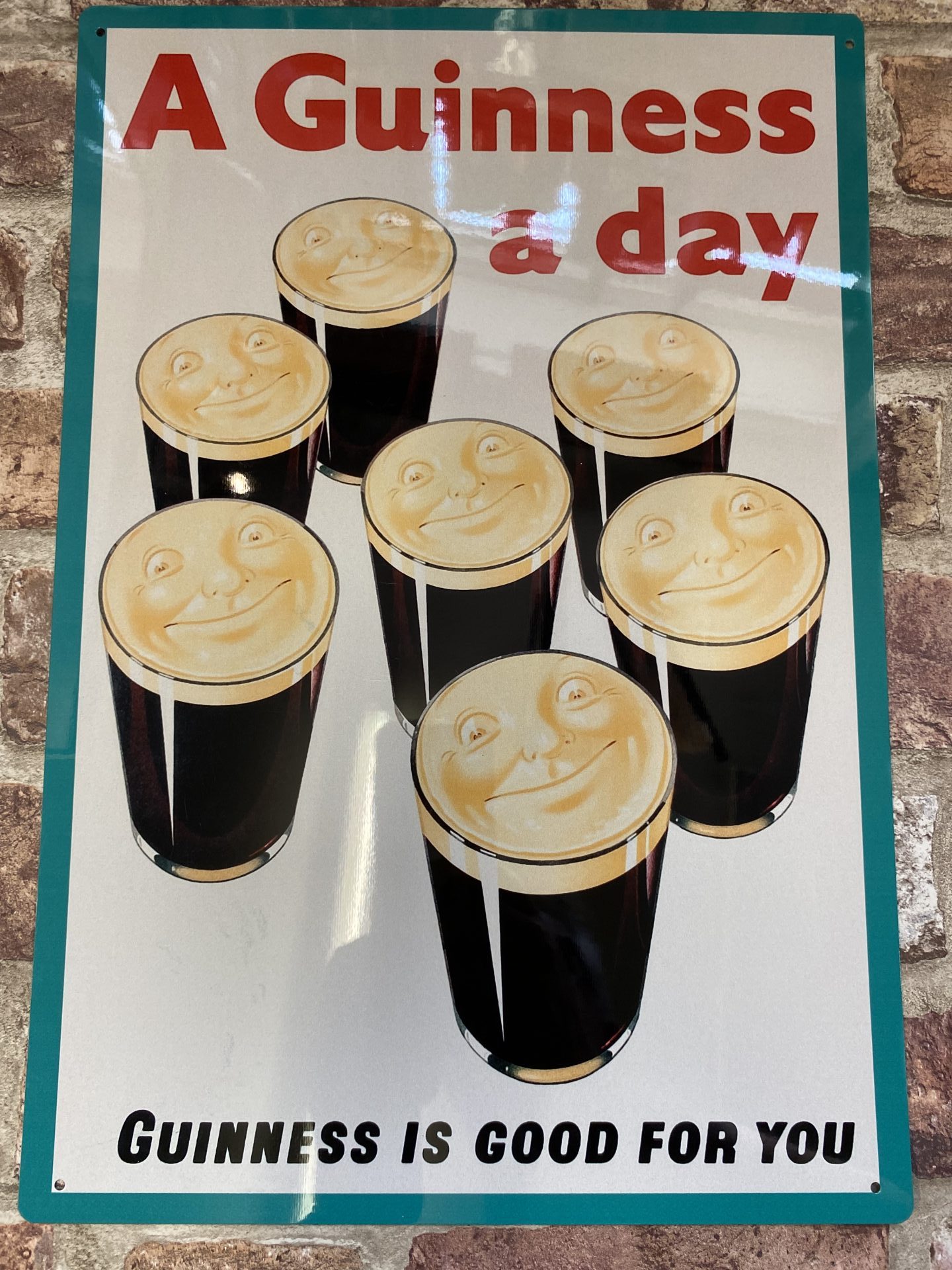 Metal Sign Aluminium, Guinness Advertising, A Guinness A Day , Large