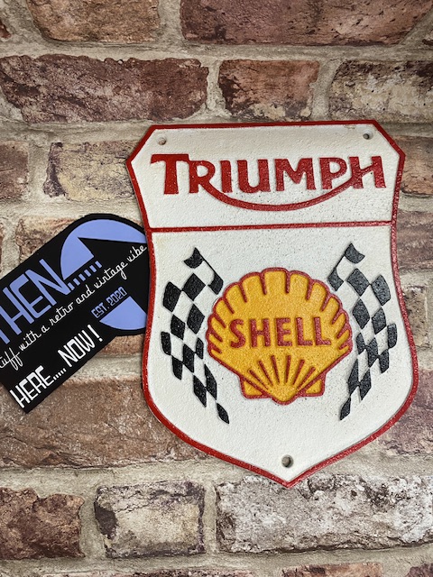 Cast Iron Vintage Style Triumph Shell Plaque Sign