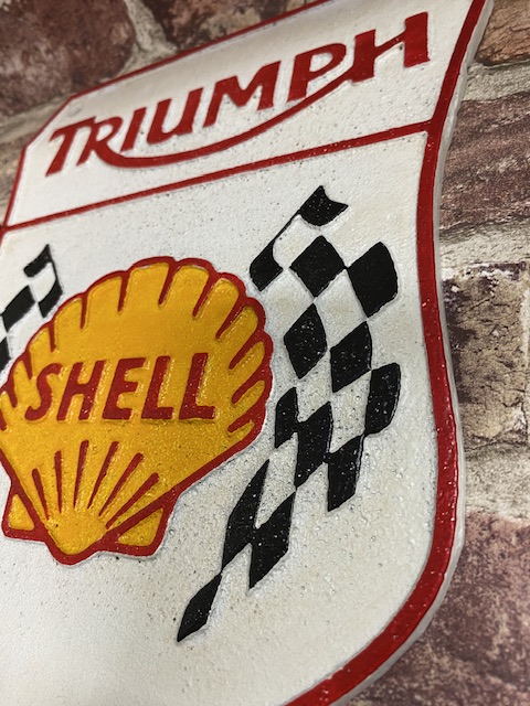 Cast Iron Vintage Style Triumph Shell Plaque Sign - Image 4