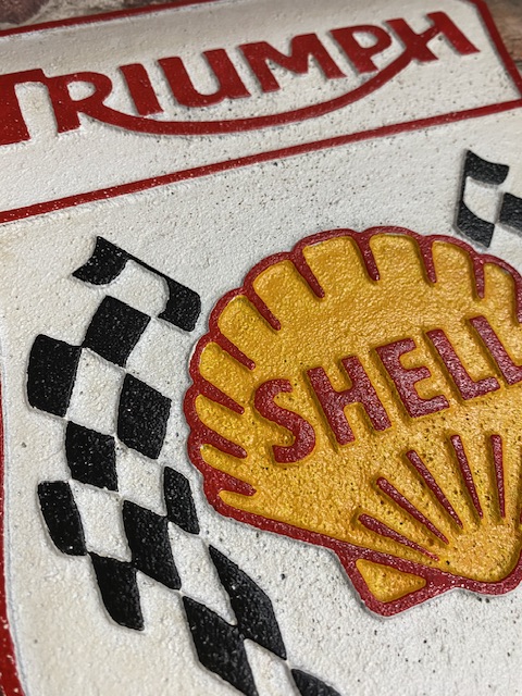 Cast Iron Vintage Style Triumph Shell Plaque Sign - Image 5