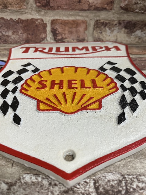Cast Iron Vintage Style Triumph Shell Plaque Sign - Image 2