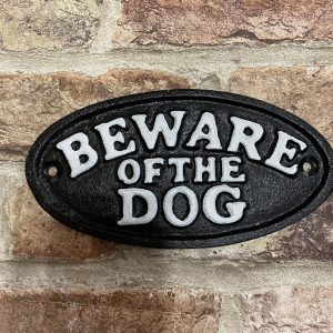 Cast Iron Sign Beware Of The Dog Oval