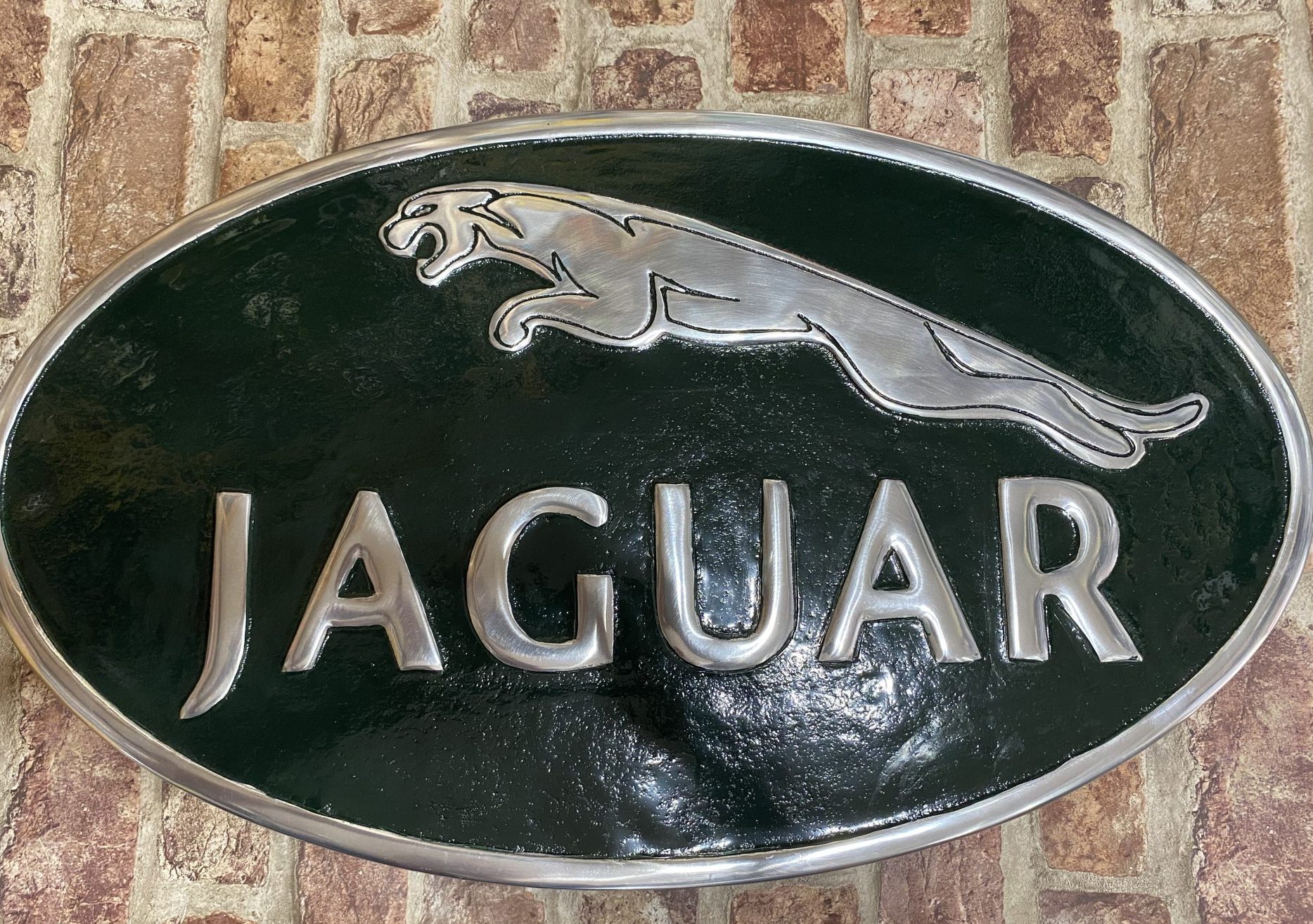 Jaguar Polished Aluminium Wall Plaque Ex. Large