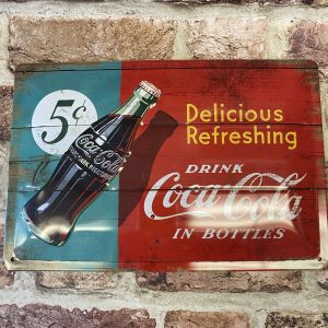 Metal Sign Embossed, Coca Cola Delicious Refreshing