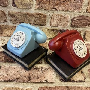 Shelf Tidy / Book Ends Retro Phones pair