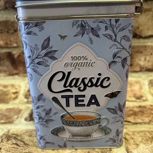 Storage Tin Box Medium, Clip Top Lid, Classic Tea