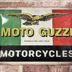 Metal Sign Embossed, Moto Guzzi Motorcycles Italia