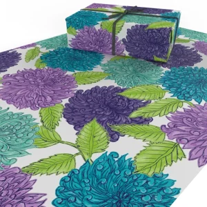 Wrapping Paper Blue Dahlias 100% Recycled