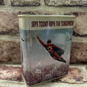 Moneybox Saving Tin Small Superhero Male