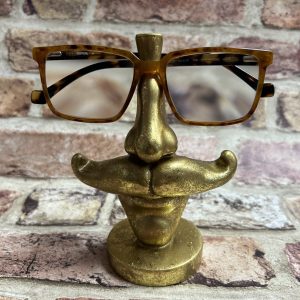Moustache Glasses Holder Antique Gold Effect