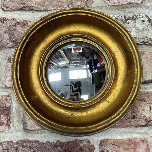Antiqued Gold Effect Deep Framed Convex Mirror Small