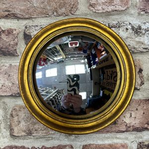 Antiqued Gold Effect Rounded Framed Convex Mirror Medium
