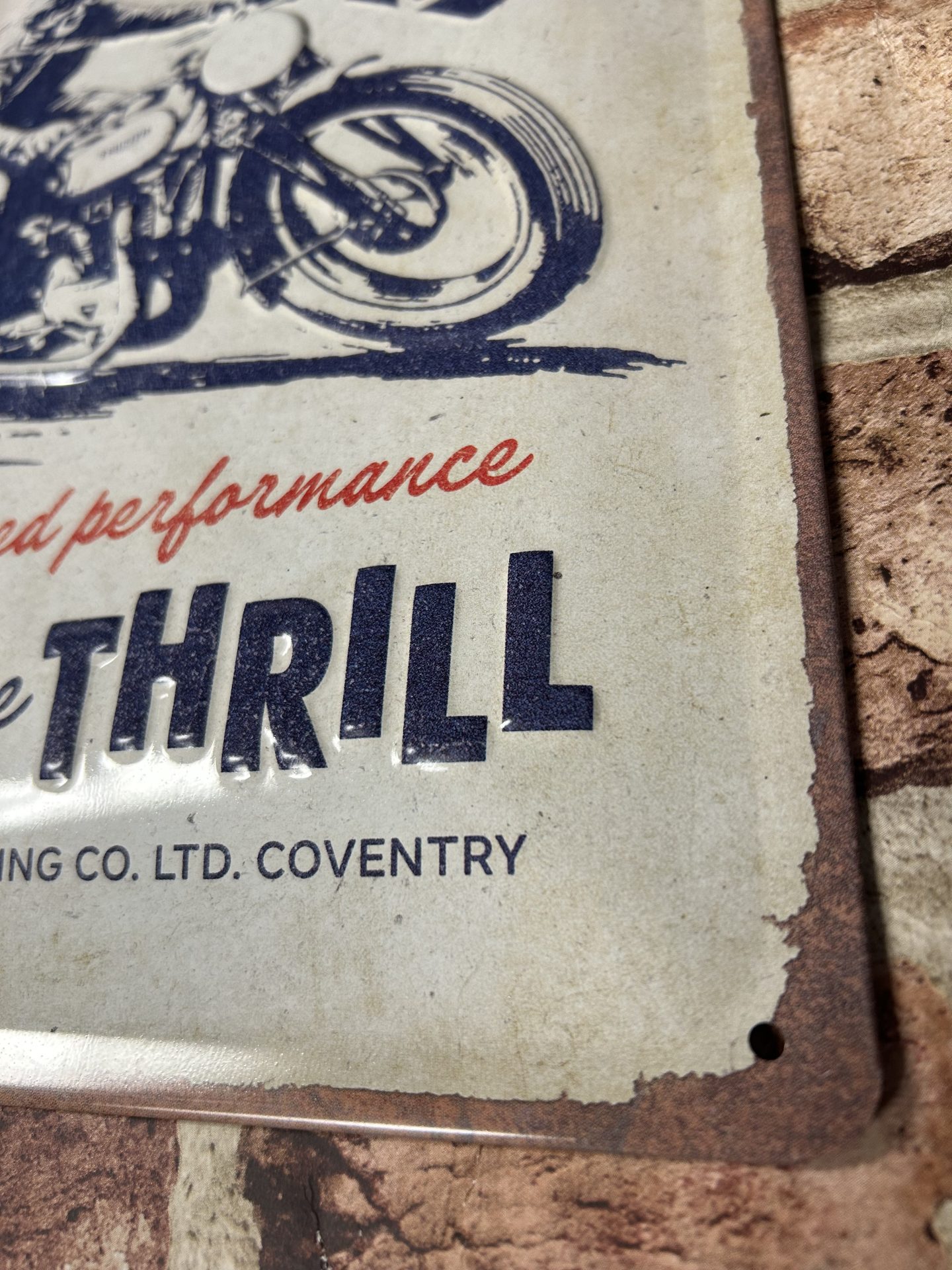 Metal Sign Embossed, Triumph Motorcycles For The Thrill - Image 5