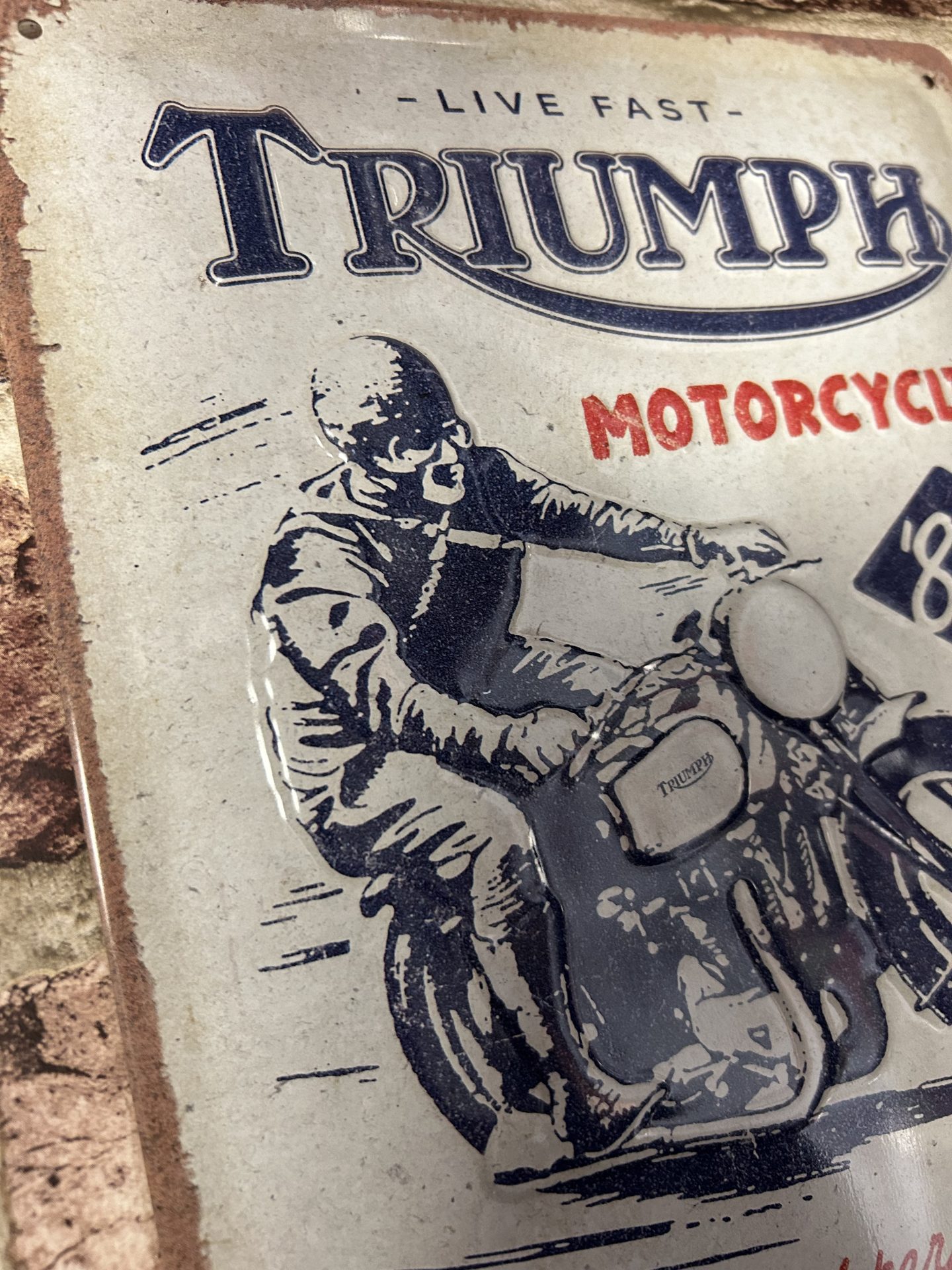 Metal Sign Embossed, Triumph Motorcycles For The Thrill - Image 2