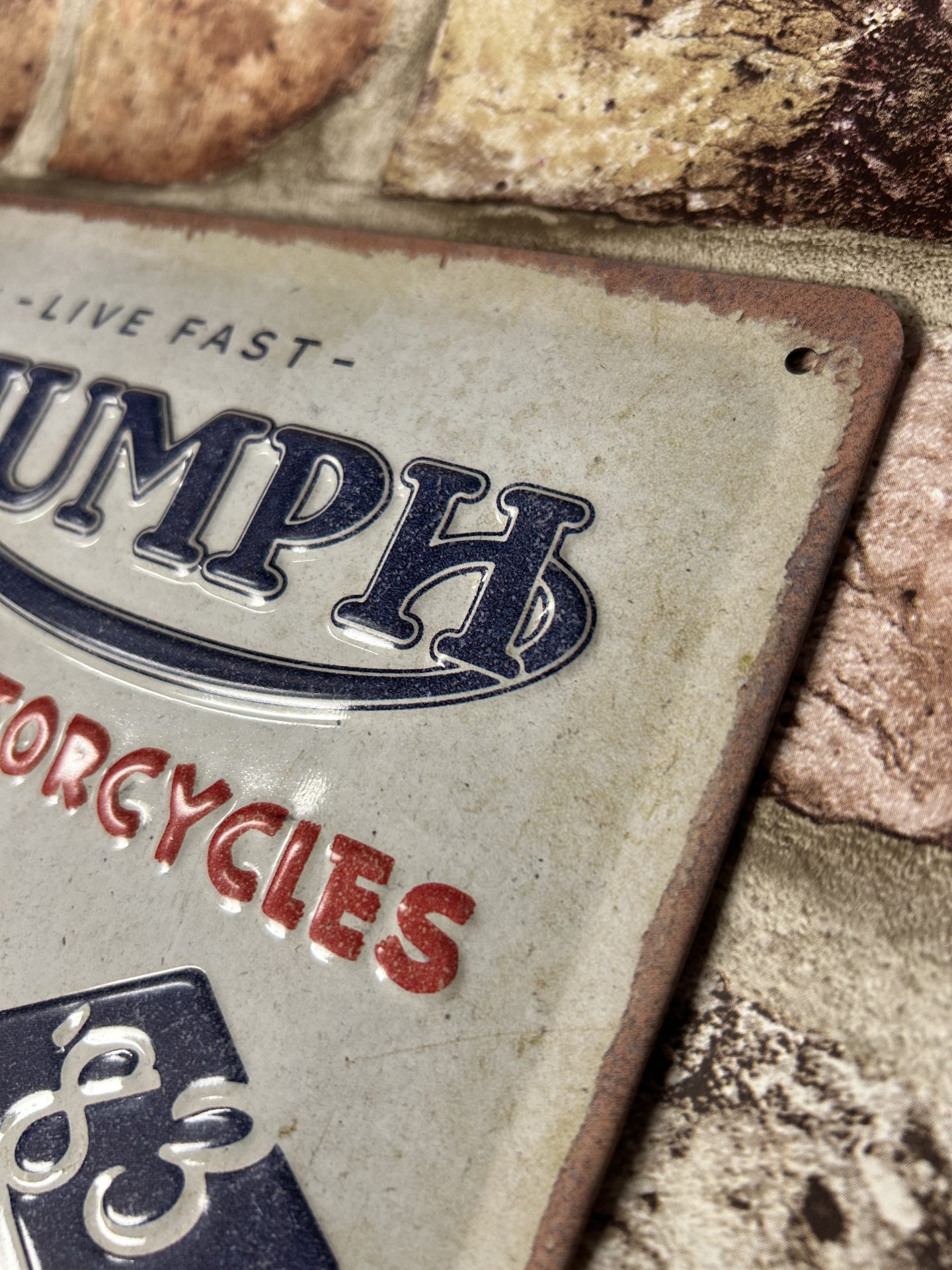Metal Sign Embossed, Triumph Motorcycles For The Thrill - Image 4