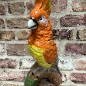 Orange Parrot On Perch Ceramic Vase