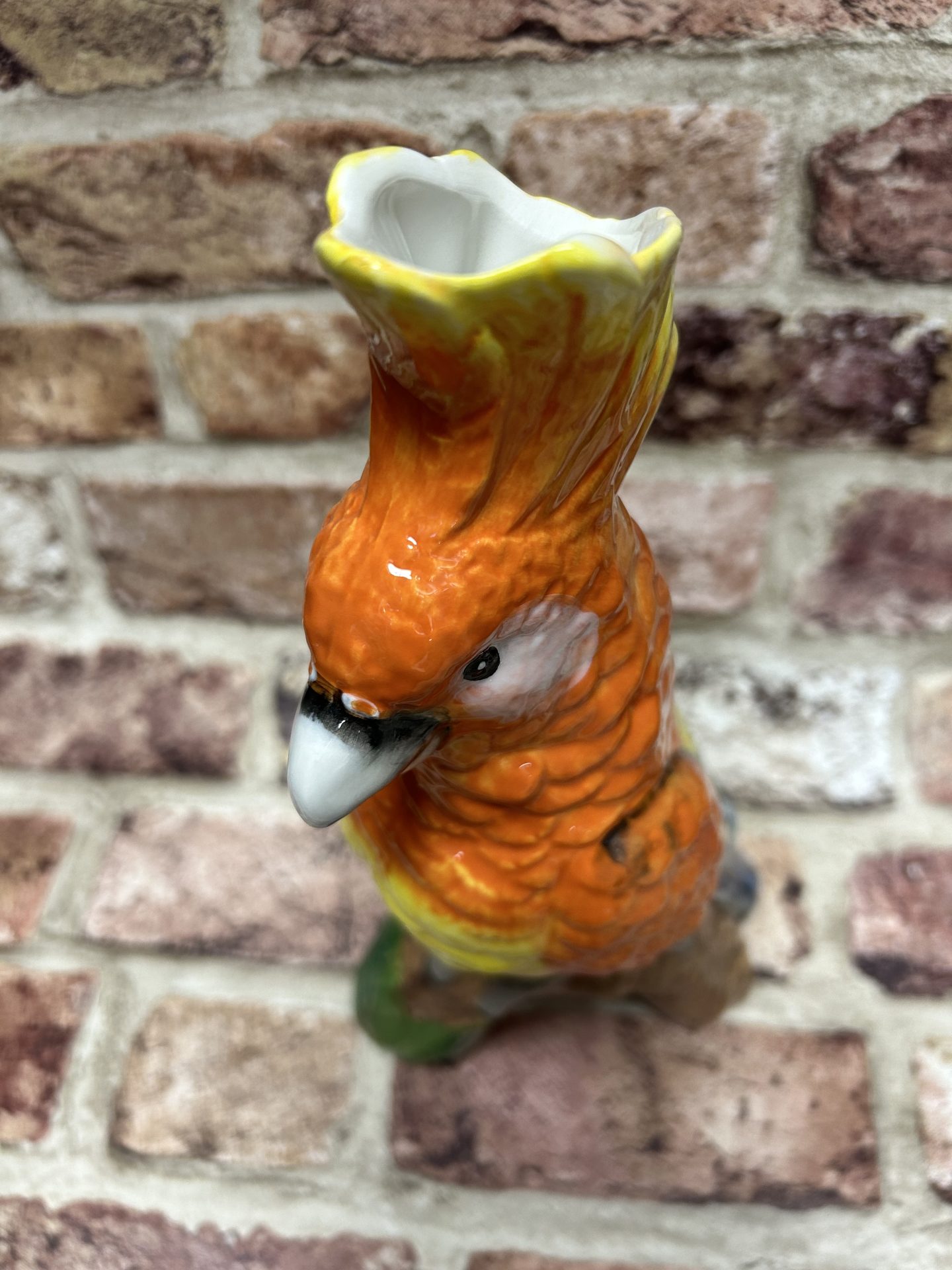 Orange Parrot On Perch Ceramic Vase - Image 4