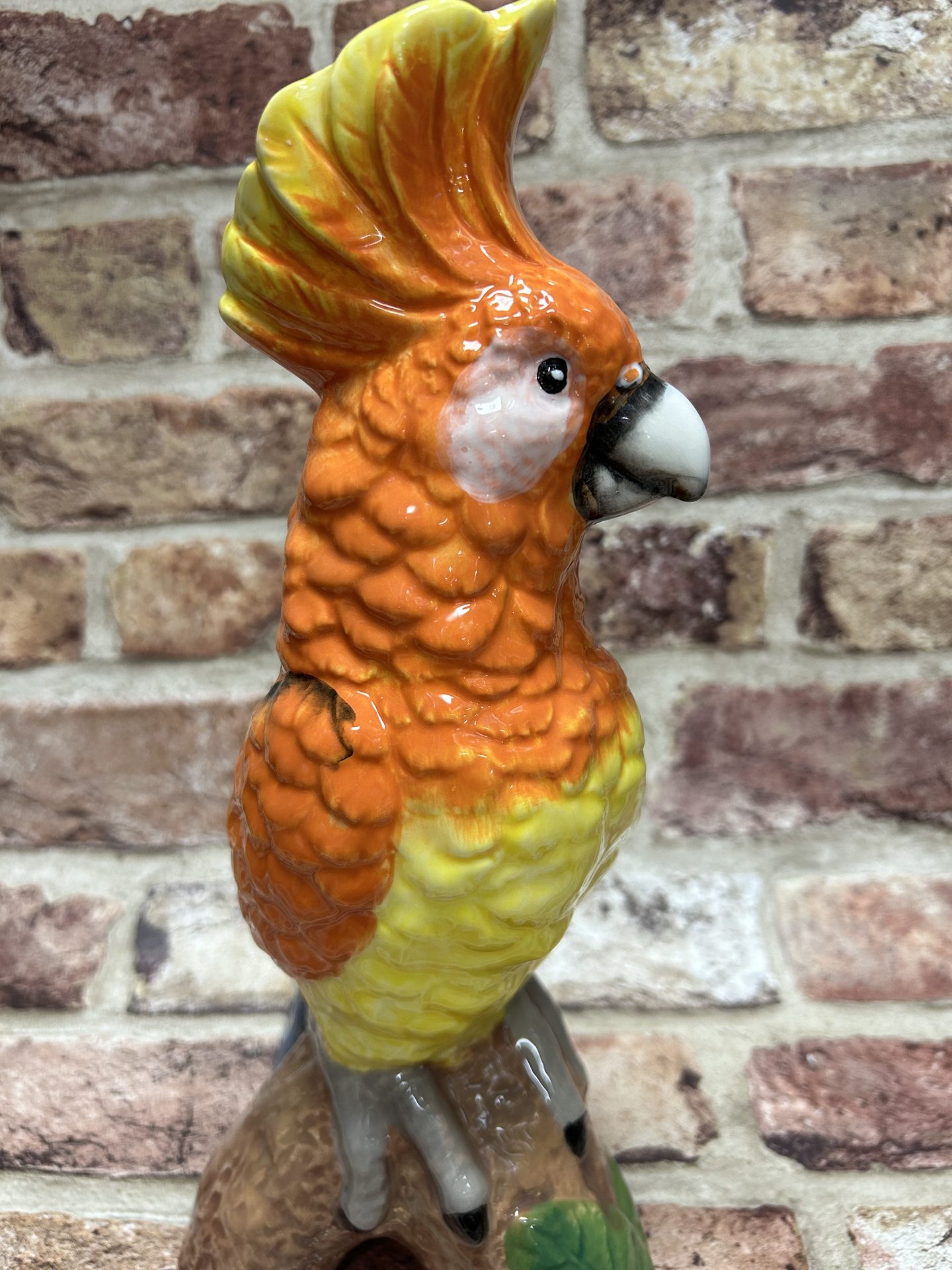 Orange Parrot On Perch Ceramic Vase - Image 2