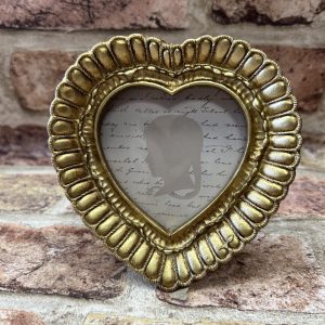 Antiqued Gold Effect Heart Shaped Photo Frame Small