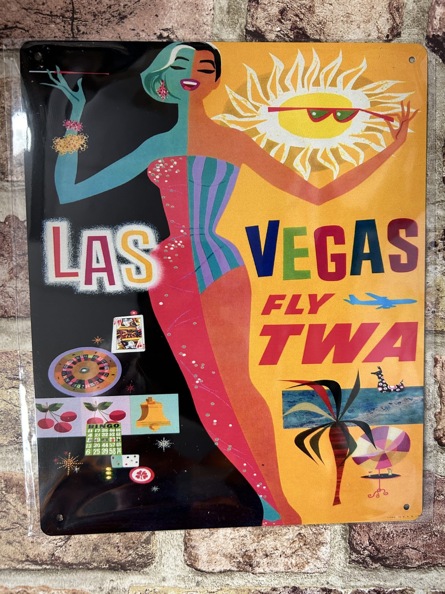 Metal Sign Aluminium, Las Vegas Fly TWA 8" x 10"