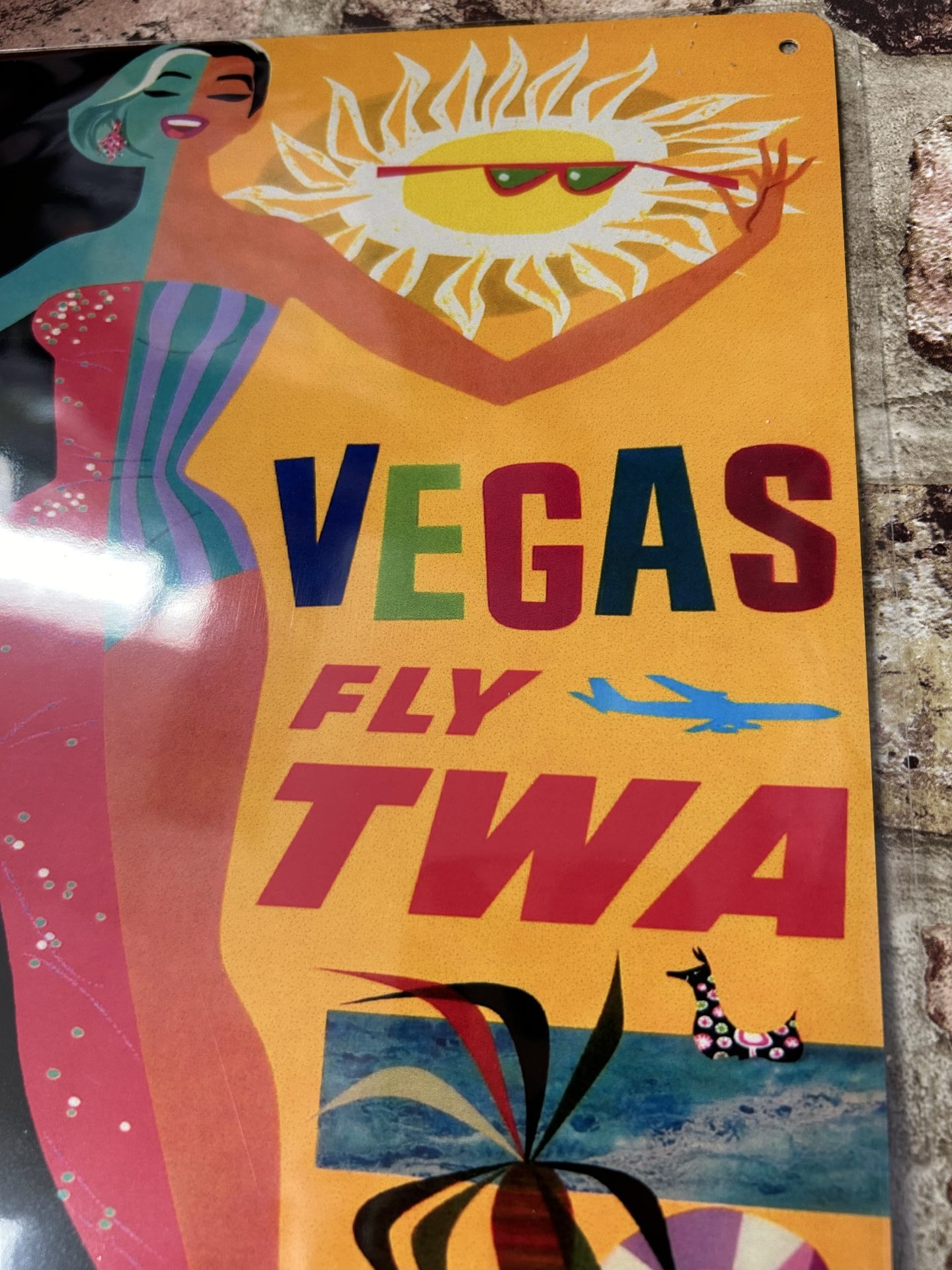 Metal Sign Aluminium, Las Vegas Fly TWA 8" x 10" - Image 3