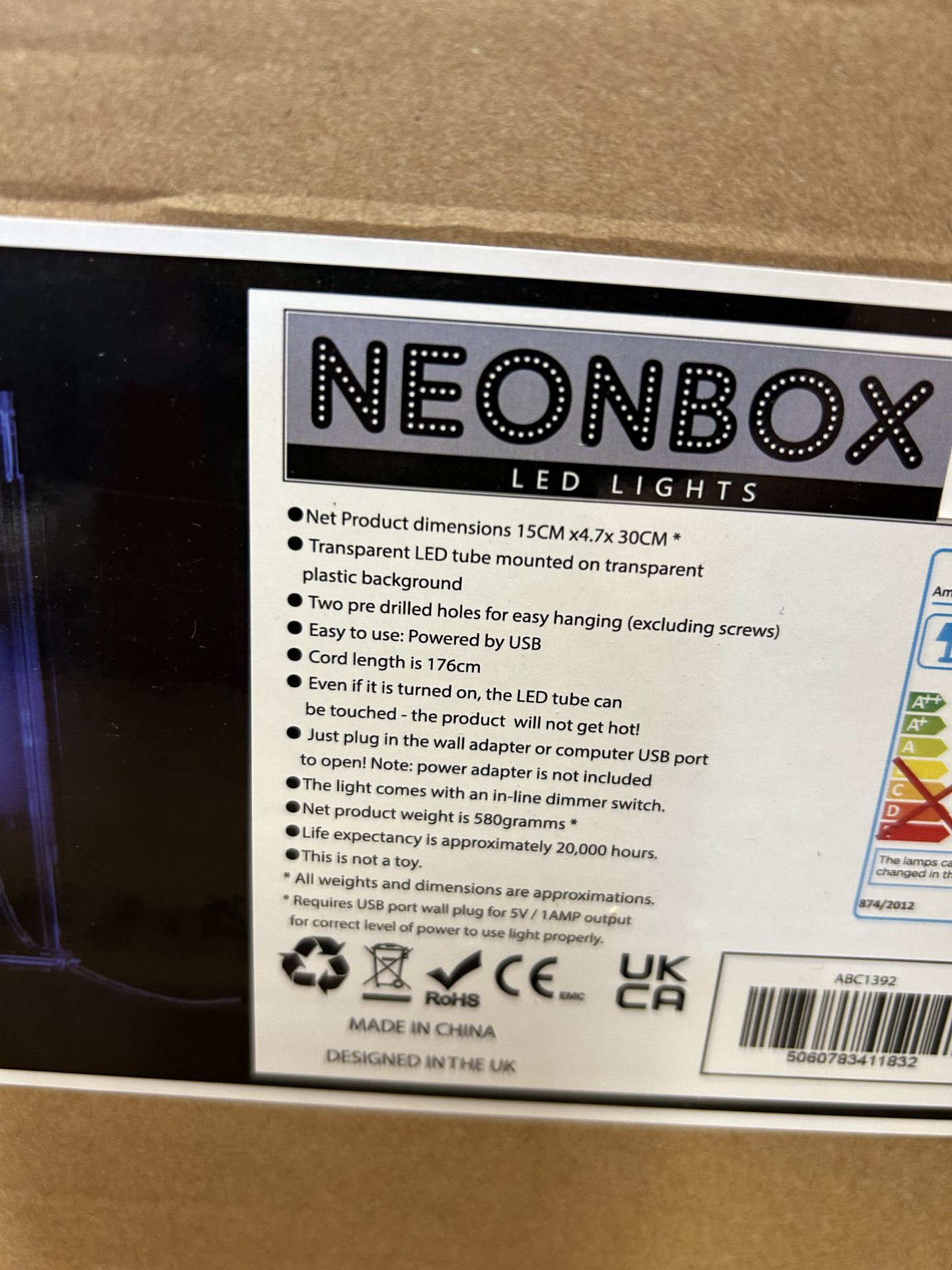 Led Neon Acrylic Box Sign Gin Bar - Image 3