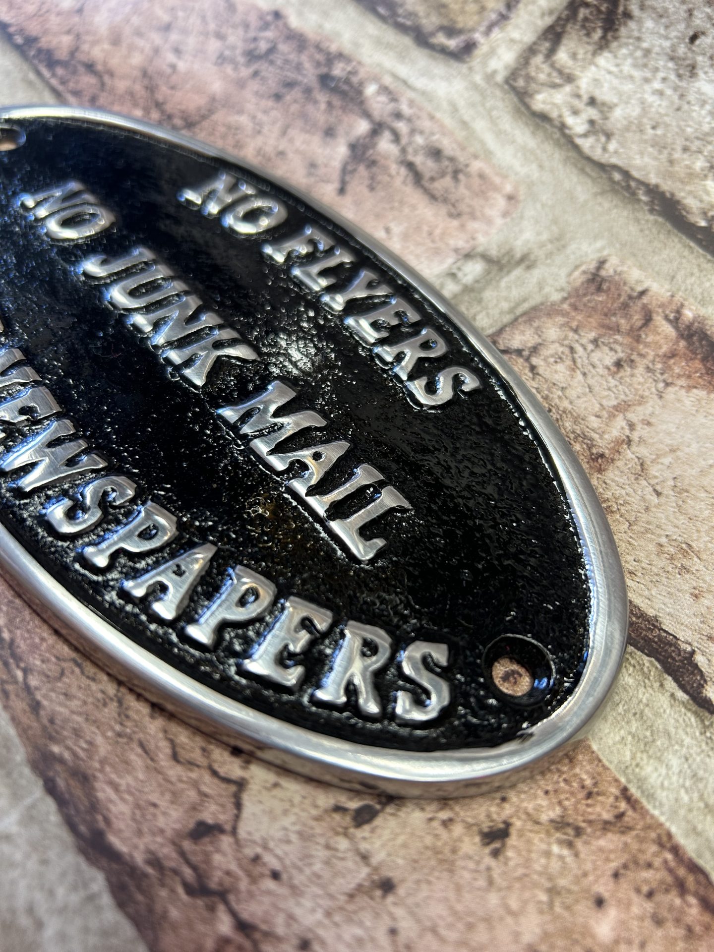No Flyers, No Junk Mail, No Free Newspapers Polished Aluminium Wall Plaque / Sign - Image 3