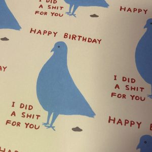 David Shrigley Gift Wrap Happy Birthday Pigeon Shit x 2