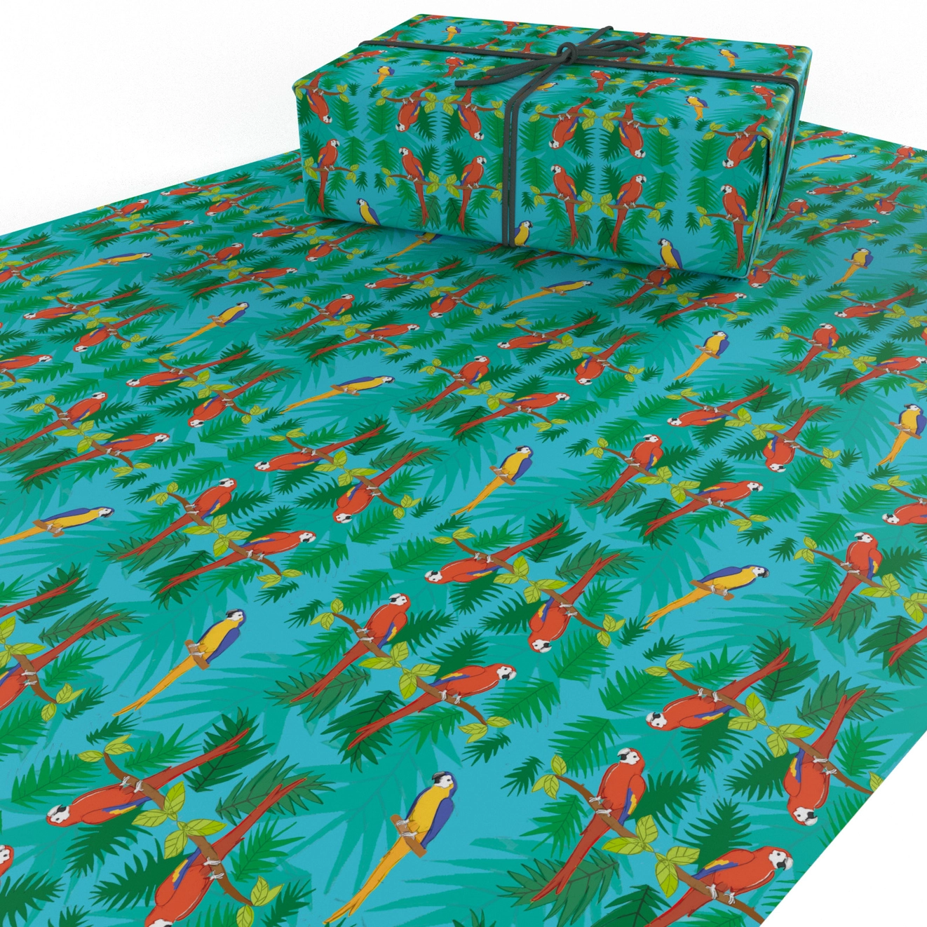 Wrapping Paper Red Parrots