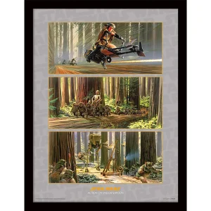 Wall Art Print Framed Star Wars Action On Endor's Moon