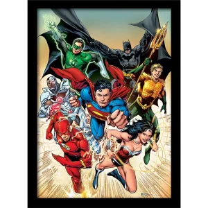 Wall Art Print Framed DC Comics Justice League Heroic