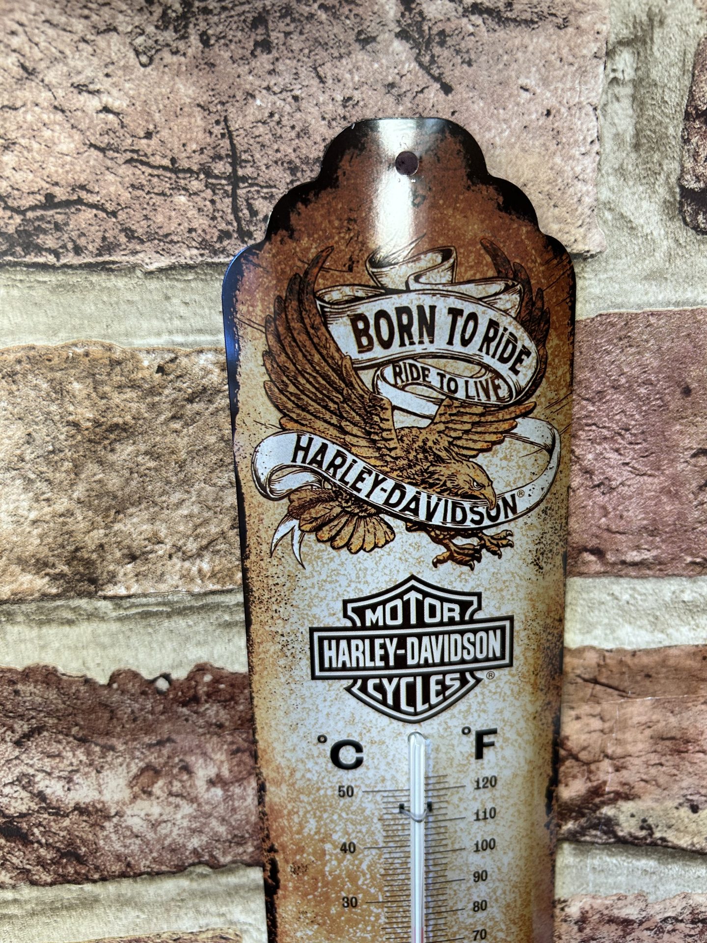 Wall Thermometer, Harley Davidson Motor Cycles Born To Ride - Image 2