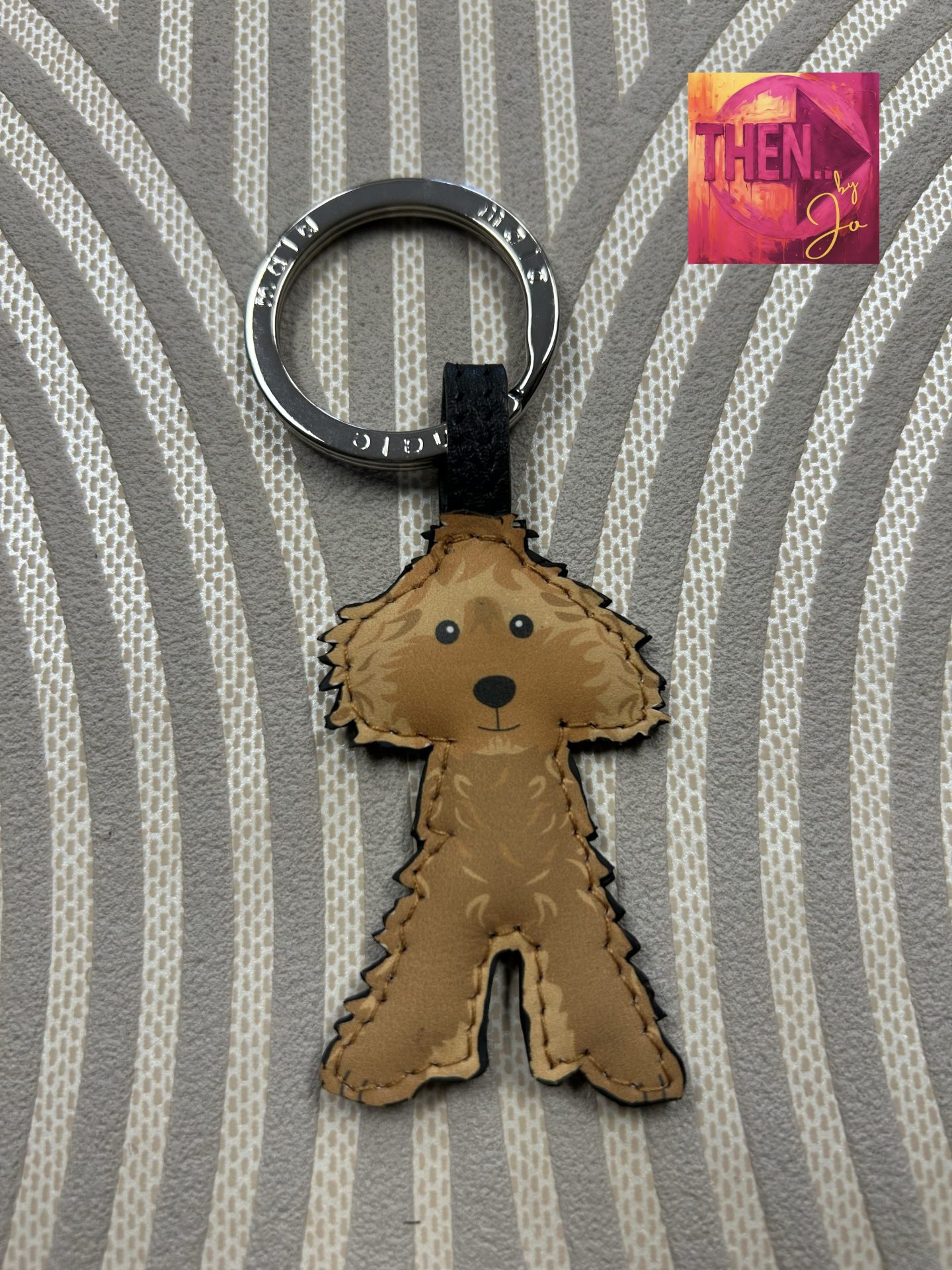 Bertie Tan Dog Leather Keyring
