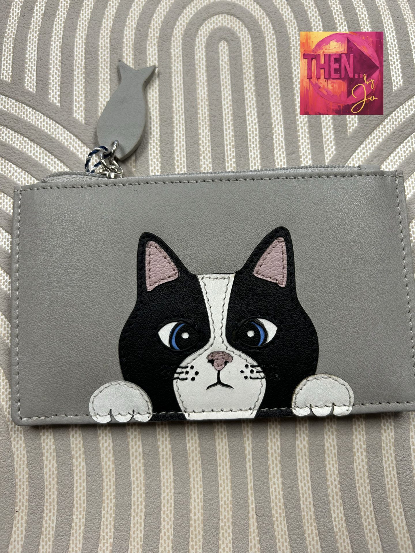 Black And White Cat Grey Coin Purse