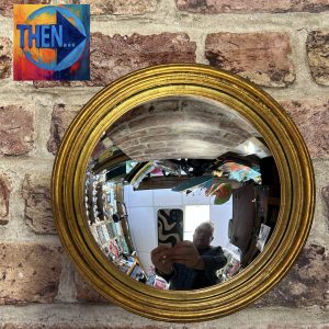 Antiqued Gold Effect Thin Framed Convex Mirror