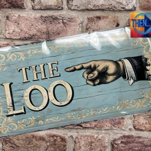 Metal Sign Aluminium, The Loo (Pointing Left) Light Blue