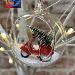 Vespa Scooter Coming Home For Christmas Decorative Hanging Bauble Decoration