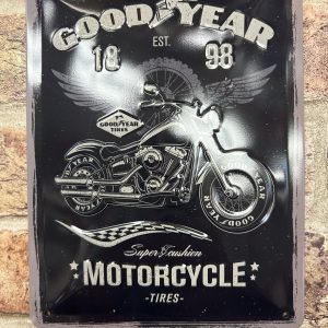 Metal Sign Embossed, Goodyear Motorcycle Tires Small
